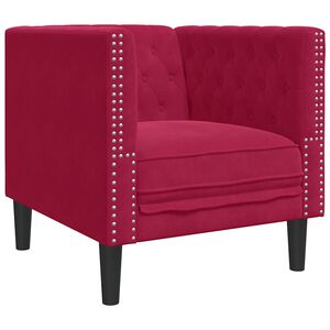 vidaXL Sill&oacute;n Chesterfield de terciopelo artificial rojo tinto