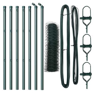 vidaXL Poste de Valla Verde 10 x 0,4 m (malla de 50 mm) Acero y PVC