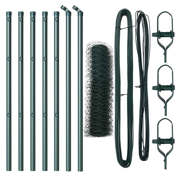 vidaXL Poste de Valla Verde 10 x 0,4 m (malla de 50 mm) Acero y PVC