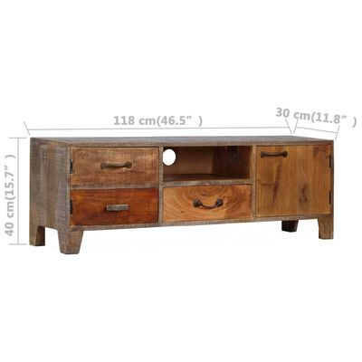 vidaXL Mueble para TV de madera maciza vintage 118x30x40 cm
