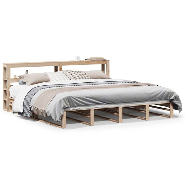 vidaXL Estructura de cama sin colch&oacute;n madera maciza de pino 200x200 cm