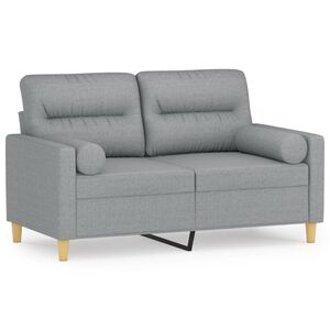 vidaXL Sof&aacute; de 2 plazas con cojines tela gris claro 120 cm