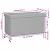 vidaXL Caja almacenaje jard&iacute;n ruedas rat&aacute;n sint&eacute;tico gris 110x55x73cm
