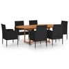 vidaXL Juego de comedor para jard&iacute;n 7 piezas rat&aacute;n sint&eacute;tico negro