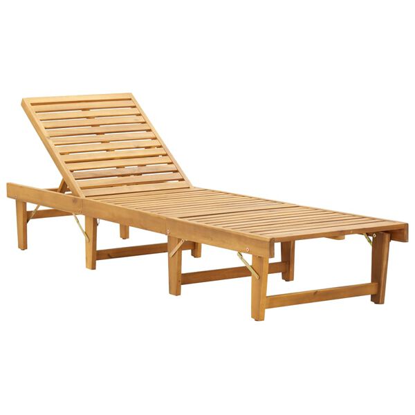 vidaXL Tumbona plegable con coj&iacute;n madera maciza de acacia