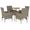 vidaXL Set de comedor jard&iacute;n 5 pzas con cojines rat&aacute;n PE acacia gris