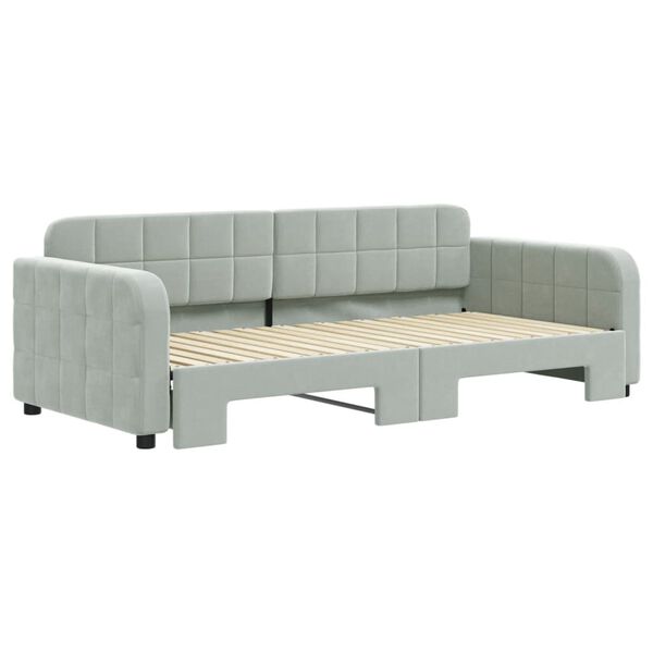 vidaXL Sof&aacute; cama nido terciopelo gris claro 90x190 cm