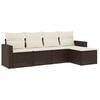 vidaXL Set comedor de jard&iacute;n 5 piezas y cojines rat&aacute;n sint&eacute;tico marr&oacute;n