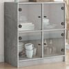 vidaXL Armario auxiliar puertas de vidrio gris hormigón 68x37x75,5 cm