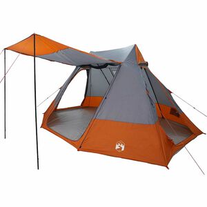 vidaXL Tienda de camping Gris y naranja 482 x 360 x 227 cm tafet&aacute;n