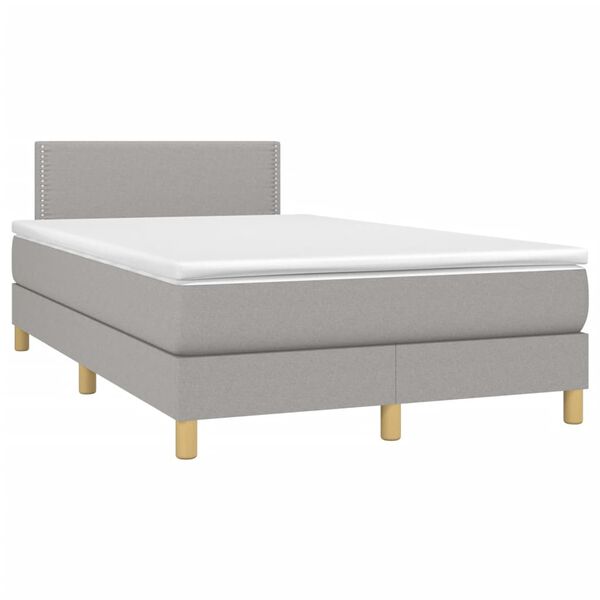 vidaXL Cama box spring con colch&oacute;n tela gris claro 120x190 cm