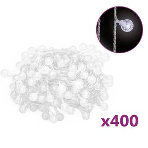 vidaXL Guirnalda de luces globos 8 funciones 40 m 400 LEDs blanco fr&iacute;o