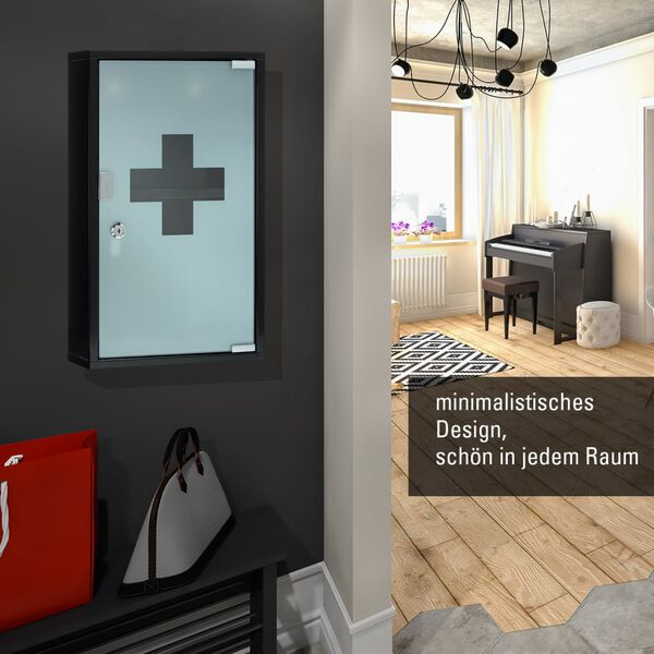 FIRST AID ONLY Armario botiqu&iacute;n de emergencia negro 30x12x50 cm