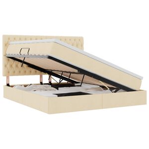 vidaXL Cama con almacenamiento y LED Crema 180 x 200 cm Poli&eacute;ster