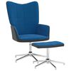 vidaXL Silla de relax con taburete terciopelo y PVC azul
