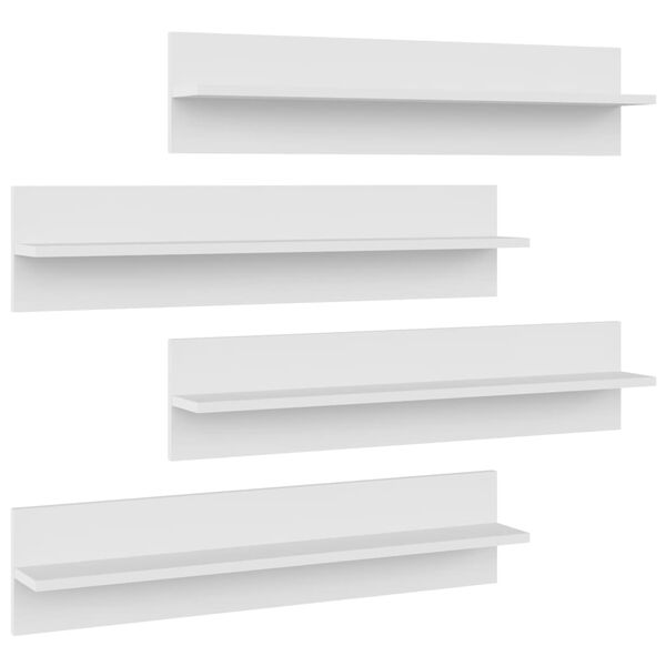 vidaXL Estante de pared 4 uds madera contrachapada blanco 80x11,5x18cm