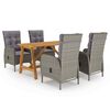 vidaXL Juego de comedor para jard&iacute;n 5 piezas gris