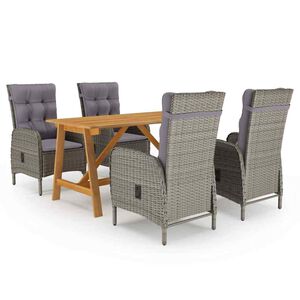 vidaXL Juego de comedor para jard&iacute;n 5 piezas gris