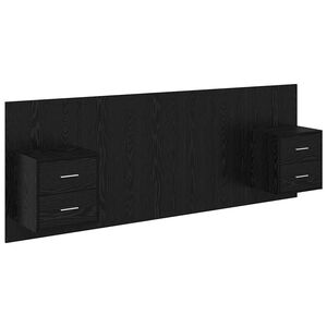 vidaXL Cabecero con Mueble 3 pcs Roble Negro Madera de ingenier&iacute;a