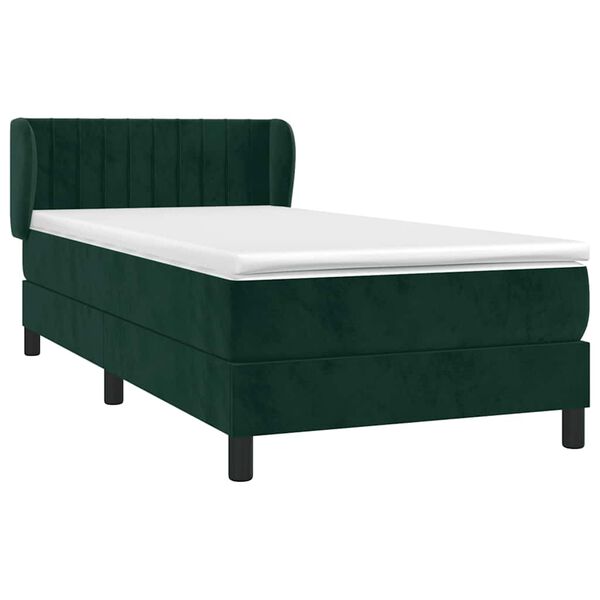 vidaXL Cama box spring con colch&oacute;n terciopelo verde oscuro 80x200 cm