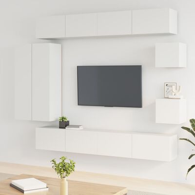 vidaXL Set de muebles para TV 8 piezas madera contrachapada blanco