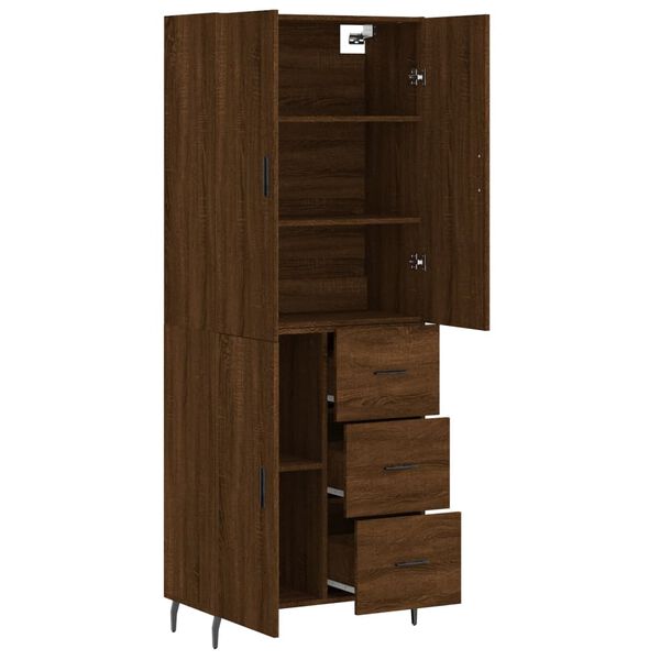 vidaXL Aparador alto madera contrachapada marr&oacute;n roble 69,5x34x180 cm