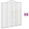 vidaXL Cestas de gaviones 8 uds forma de arco hierro 200x30x220/240 cm