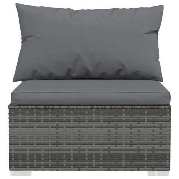 vidaXL Set de muebles de jardín 7 pzas y cojines ratán sintético gris