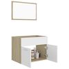 vidaXL Set de muebles ba&ntilde;o 2 pzas madera contrachapada blanco y roble