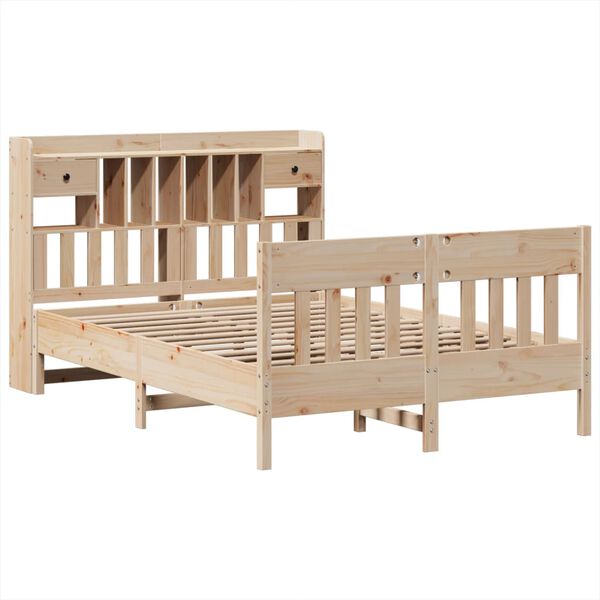 vidaXL Estructura de cama sin colch&oacute;n madera de pino blanca 140x200 cm