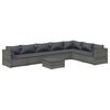 vidaXL Set de muebles de jard&iacute;n 8 pzas y cojines rat&aacute;n sint&eacute;tico gris