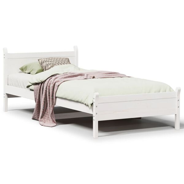vidaXL Estructura de cama sin colch&oacute;n madera maciza blanca 75x190 cm