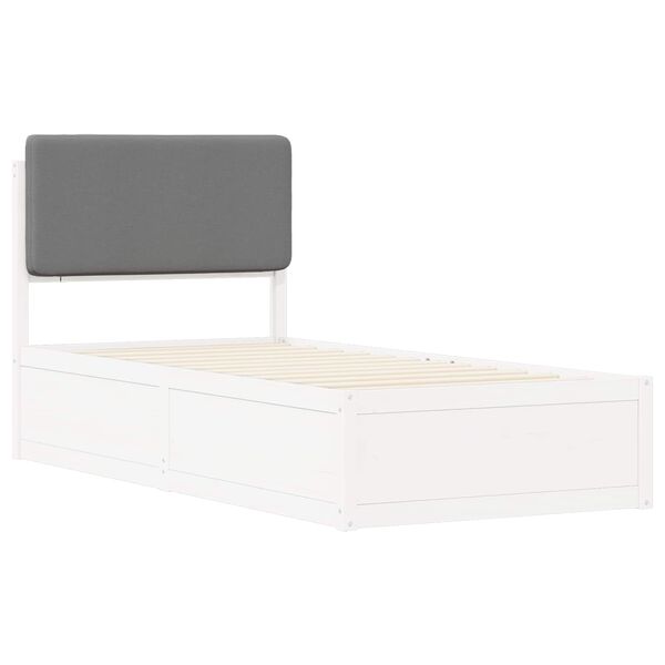 vidaXL Estructura de Cama con Cabecera Tapizada Gris Claro 75 x 190 cm