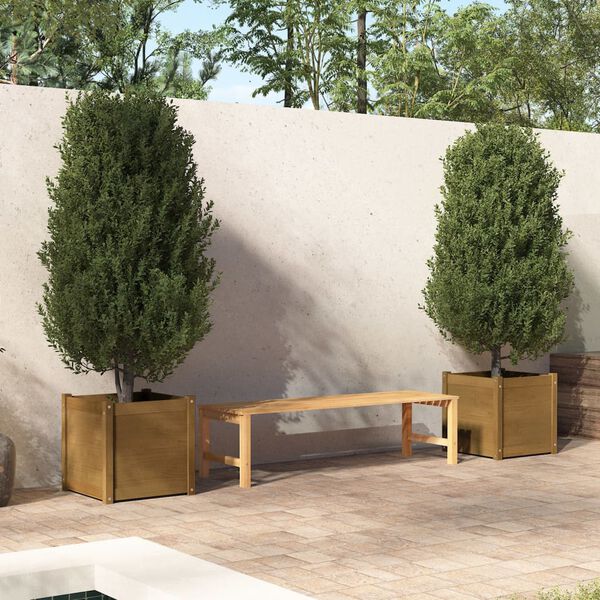 vidaXL Jardineras 2 uds madera maciza de pino marrón miel 50x50x50 cm