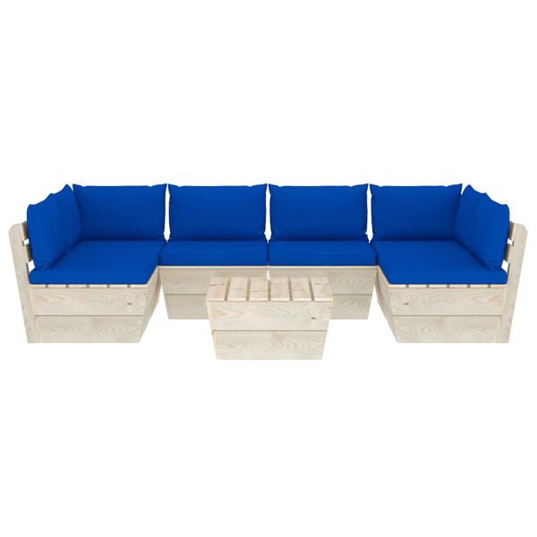 vidaXL Muebles de jard&iacute;n de palets 7 piezas y cojines madera de abeto