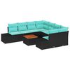 vidaXL Conjunto de sof&aacute;s de jard&iacute;n 9 uds. Negro y Turquesa