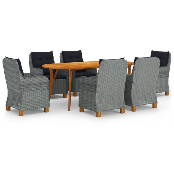 vidaXL Juego de comedor de jard&iacute;n 7 piezas gris claro