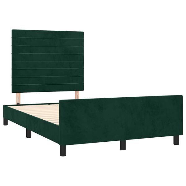vidaXL Estructura cama sin colch&oacute;n terciopelo verde oscuro 120x200 cm