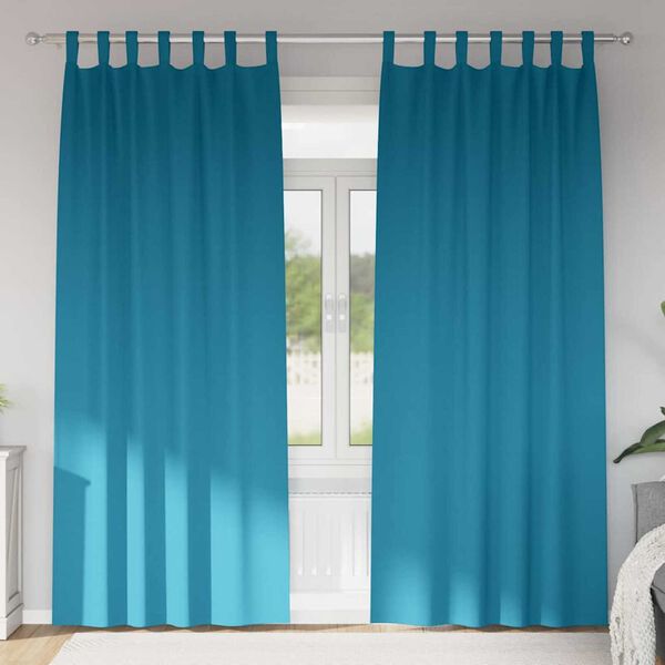 vidaXL Cortinas Opacas con Anillas 2 pcs Tuquesa 260 x 140 cm