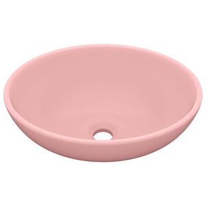 vidaXL Lavabo de lujo ovalado cer&aacute;mica rosa mate 40x33 cm