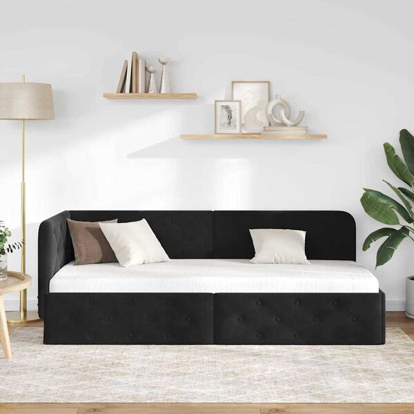 vidaXL Estructura de cama en esquina Negro 80 x 200 cm Terciopelo