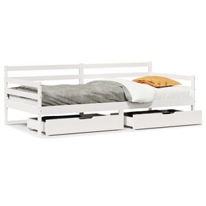 vidaXL Sof&aacute; cama con cajones madera maciza de pino blanco 90x200 cm