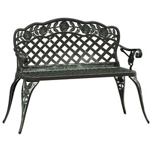 vidaXL Banco de jard&iacute;n de aluminio fundido verde 108 cm