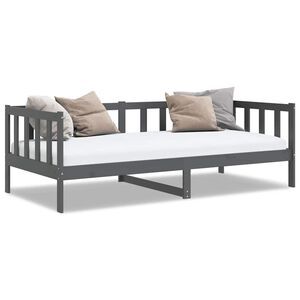 vidaXL Sof&aacute; cama sin colch&oacute;n madera maciza de pino gris 90x200 cm