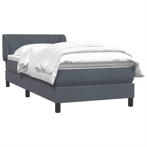 vidaXL Cama box spring con colch&oacute;n terciopelo gris oscuro 80x220 cm