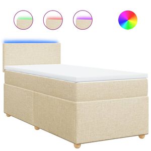 vidaXL Cama box spring con colch&oacute;n tela color crema 80x200 cm