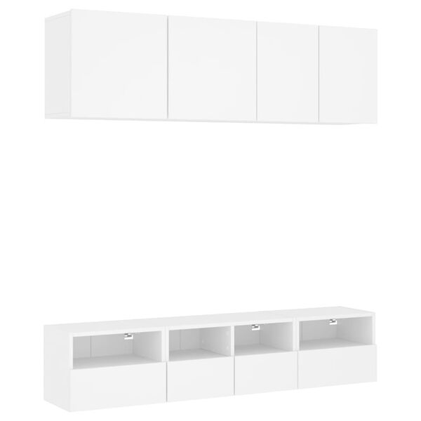 vidaXL Muebles de TV de pared 5 piezas madera de ingenier&iacute;a blanco