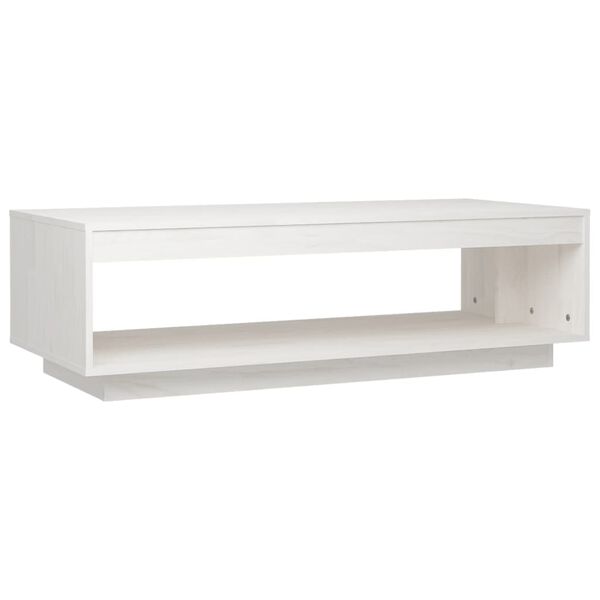 vidaXL Mesa de centro de madera maciza de pino blanco 110x50x33,5 cm