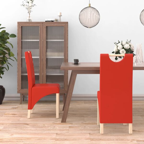 vidaXL Sillas comedor 2 unidades cuero sint&eacute;tico rojo