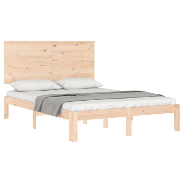 vidaXL Estructura de cama sin colch&oacute;n madera maciza de pino 140x190 cm